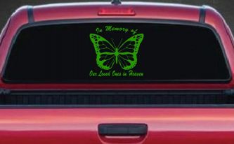 In Memory Of Our Loved Ones In Heaven Butterfly Butterflies Car or Truck Window Vinyl Decal Sticker (Lime)