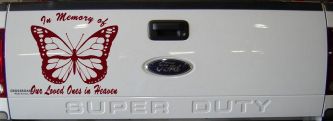 In Memory Of Our Loved Ones In Heaven Butterfly Butterflies Car or Truck Window Decal Sticker (Purple Red)