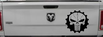 Punisher Skull Gear Car or Truck Window Decal Sticker (Black)