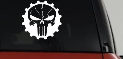 Punisher Skull Gear Car or Truck Window Vinyl Decal Sticker
