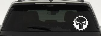 Punisher Skull Gear Car or Truck Window Vinyl Decal Sticker (White)