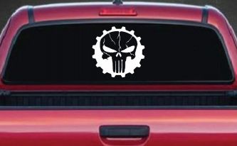 Punisher Skull Gear Car or Truck Window Decal Sticker