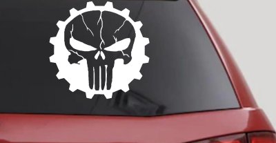 Punisher Skull Gear Car or Truck Window Vinyl Decal Sticker