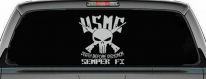 USMC Semper Fi Punisher Death Before Dishonor Military Car or Truck Window Decal Sticker (Light Gray)