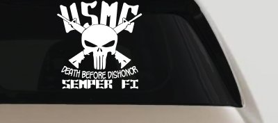 USMC Semper Fi Punisher Death Before Dishonor Military Car or Truck Window Vinyl Decal Sticker