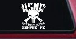 USMC Semper Fi Punisher Death Before Dishonor Military Car or Truck Window Decal Sticker