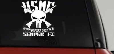 USMC Semper Fi Punisher Death Before Dishonor Military Car or Truck Window Vinyl Decal Sticker