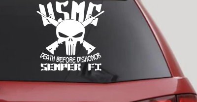 USMC Semper Fi Punisher Death Before Dishonor Military Car or Truck Window Vinyl Decal Sticker