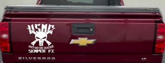 USMC Semper Fi Punisher Death Before Dishonor Military Car or Truck Window Decal Sticker (White)