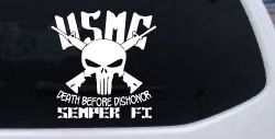 USMC Semper Fi Punisher Death Before Dishonor Military Car or Truck Window Decal Sticker