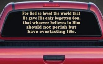 John 3 16 For So God Loved The World Christian Car or Truck Window Decal Sticker (Desert Sand)