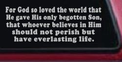John 3 16 For So God Loved The World Christian Car or Truck Window Decal Sticker (Light Gray)