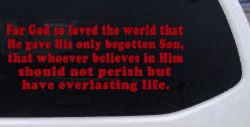 John 3 16 For So God Loved The World Christian Car or Truck Window Vinyl Decal Sticker (Red)