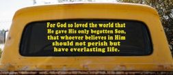 John 3 16 For So God Loved The World Christian Car or Truck Window Decal Sticker (Yellow)