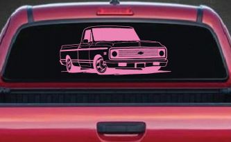 Classic Chevrolet C10 Truck Garage Decals Car or Truck Window Decal Sticker (Pink)