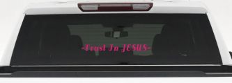 Trust In Jesus Christian Car or Truck Window Vinyl Decal Sticker (Hot Pink)
