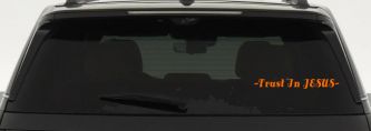 Trust In Jesus Christian Car or Truck Window Vinyl Decal Sticker (Orange)