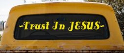 Trust In Jesus Christian Car or Truck Window Decal Sticker (Yellow)