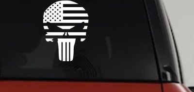 Punisher Skull With American US Flag Horizontal  Skulls Car or Truck Window Vinyl Decal Sticker
