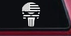 Punisher Skull With American US Flag Horizontal  Skulls Car or Truck Window Decal Sticker