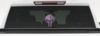 Punisher Skull With American US Flag Vertical Skulls Car or Truck Window Decal Sticker (Lilac)