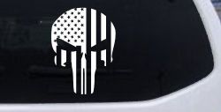 Punisher Skull With American US Flag Vertical Skulls Car or Truck Window Decal Sticker