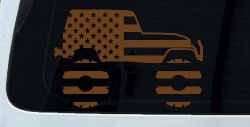 US American Flag Jeep Off Road Car or Truck Window Decal Sticker (Copper)