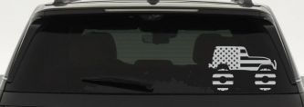 US American Flag Jeep Off Road Car or Truck Window Decal Sticker (Light Gray)