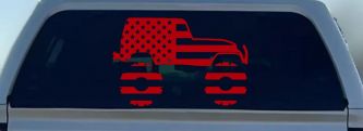 US American Flag Jeep Off Road Car or Truck Window Vinyl Decal Sticker (Red)