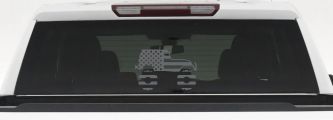US American Flag Jeep Off Road Car or Truck Window Decal Sticker (Silver)