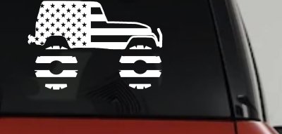 US American Flag Jeep Off Road Car or Truck Window Vinyl Decal Sticker