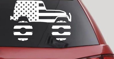 US American Flag Jeep Off Road Car or Truck Window Vinyl Decal Sticker