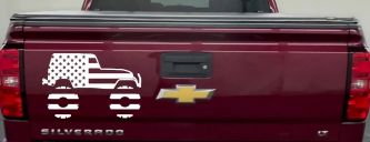 US American Flag Jeep Off Road Car or Truck Window Vinyl Decal Sticker (White)