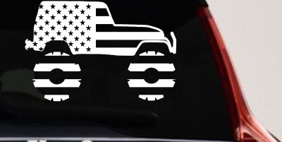 US American Flag Jeep Off Road Car or Truck Window Vinyl Decal Sticker