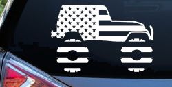 US American Flag Jeep Off Road Car or Truck Window Decal Sticker