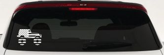 US American Flag Jeep Off Road Car or Truck Window Vinyl Decal Sticker (White)