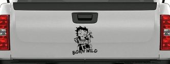 Betty Boop Born Wild Motorcycle Lady Biker Car or Truck Window Decal Sticker (Matte Black)