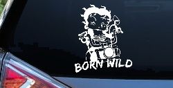 Betty Boop Born Wild Motorcycle Lady Biker Car or Truck Window Decal Sticker
