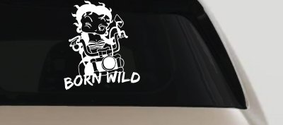 Betty Boop Born Wild Motorcycle Lady Biker Car or Truck Window Vinyl Decal Sticker