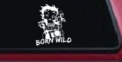 Betty Boop Born Wild Motorcycle Lady Biker Car or Truck Window Decal Sticker