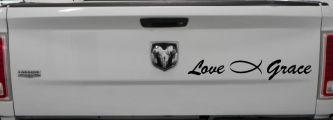 Love Christian Fish Grace Car or Truck Window Vinyl Decal Sticker (Black)