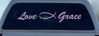 Love Christian Fish Grace Car or Truck Window Decal Sticker (Lilac)