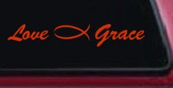 Love Christian Fish Grace Car or Truck Window Vinyl Decal Sticker (Orange Red)
