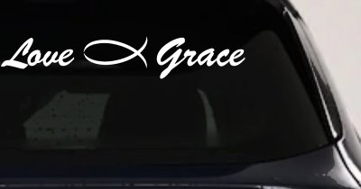 Love Christian Fish Grace Car or Truck Window Vinyl Decal Sticker
