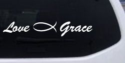 Love Christian Fish Grace Car or Truck Window Decal Sticker