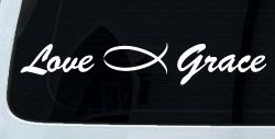 Love Christian Fish Grace Car or Truck Window Decal Sticker