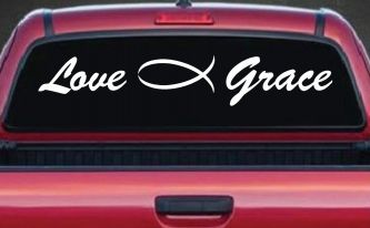Love Christian Fish Grace Car or Truck Window Decal Sticker