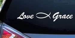 Love Christian Fish Grace Car or Truck Window Decal Sticker