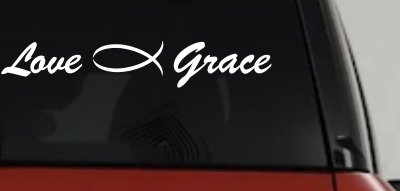 Love Christian Fish Grace Car or Truck Window Vinyl Decal Sticker