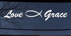 Love Christian Fish Grace Car or Truck Window Decal Sticker
